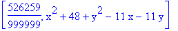 [526259/999999, x^2+48+y^2-11*x-11*y]